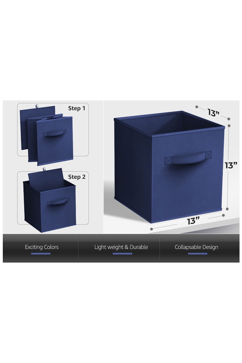 8-Piece Foldable Cube Bins, Alternate, color, NAVY BLUE