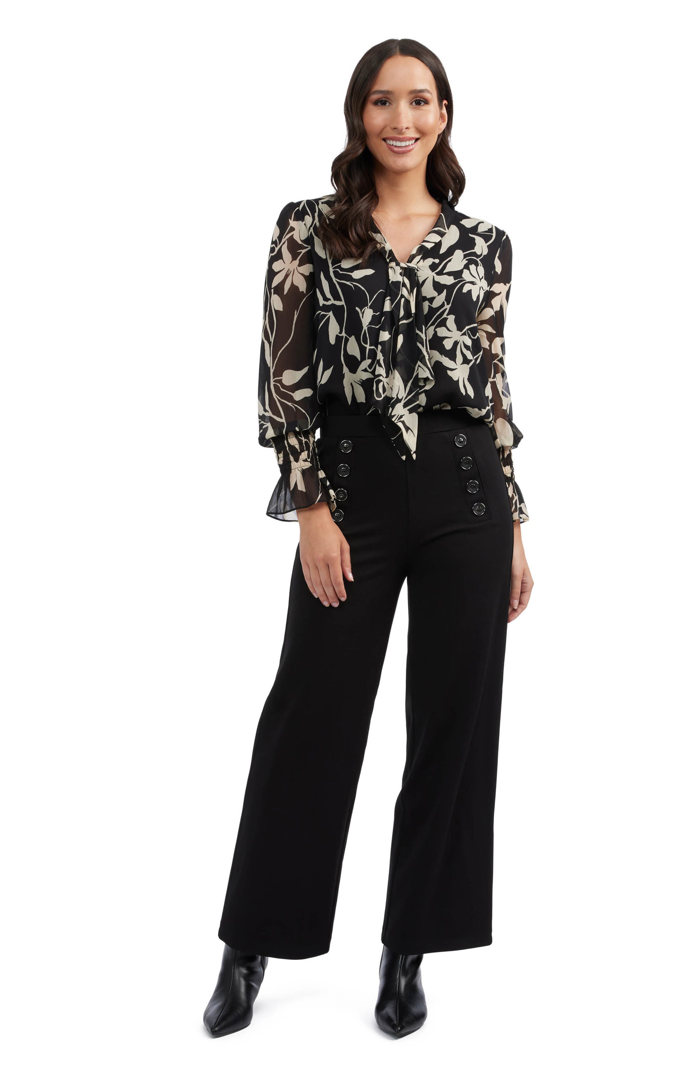 Ellen Tracy Sailor Wide Leg Pull-On Pants