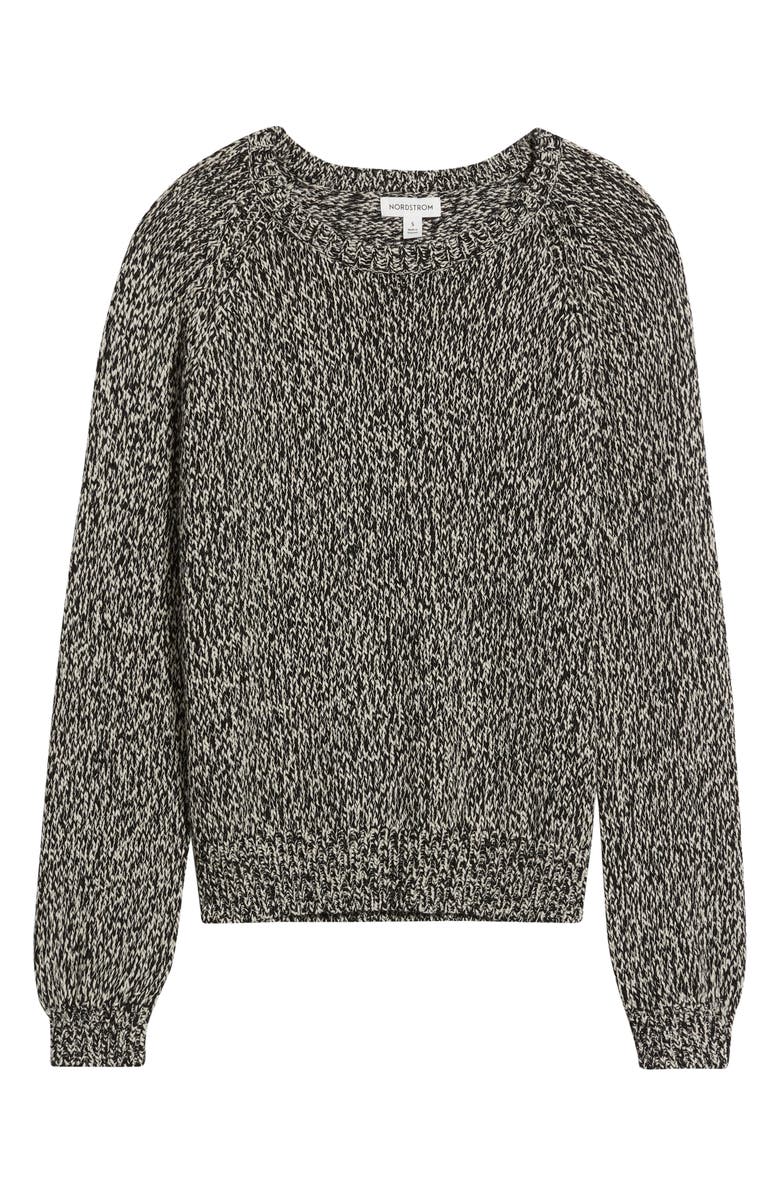 Nordstrom Raglan Sweater, Alternate, color, Black- Beige Marl