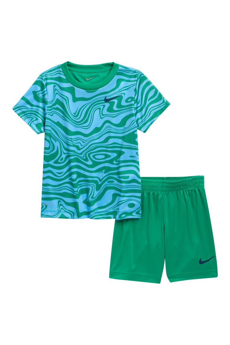 Kids' Dri-FIT Graphic Tee & Shorts Set, Main, color, STADIUM GREEN