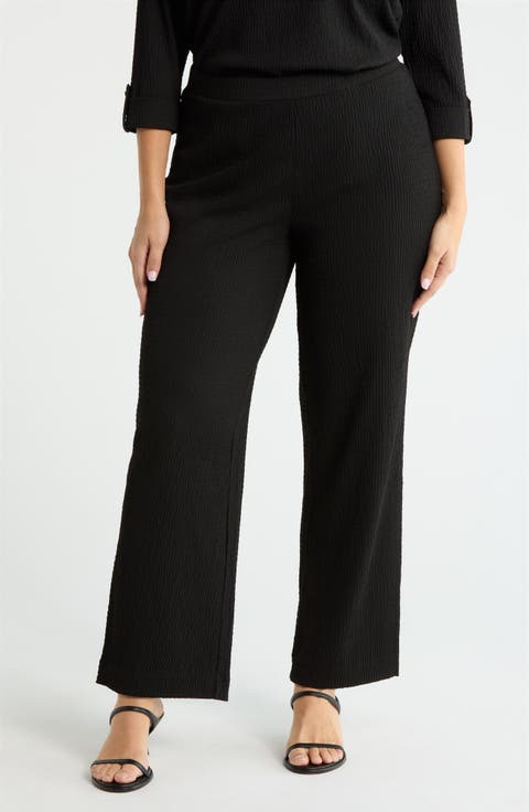 Ridge Knit Pull-On Wide Leg Pants (Plus)