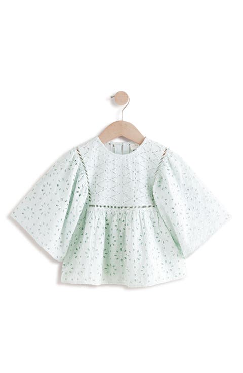 Kids' Embroidered Eyelet Angel Sleeve Cotton Top (Little Kid & Big Kid)