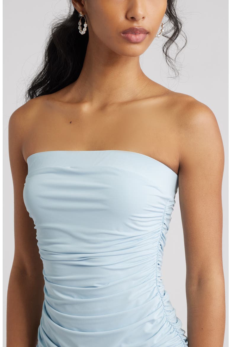 Strapless Ruffle Minidress, Alternate, color, BLUE SKYRIDE