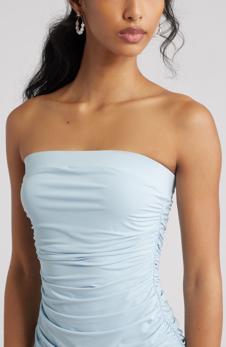 BP. Strapless Ruffle Minidress, Alternate, color, Blue Skyride