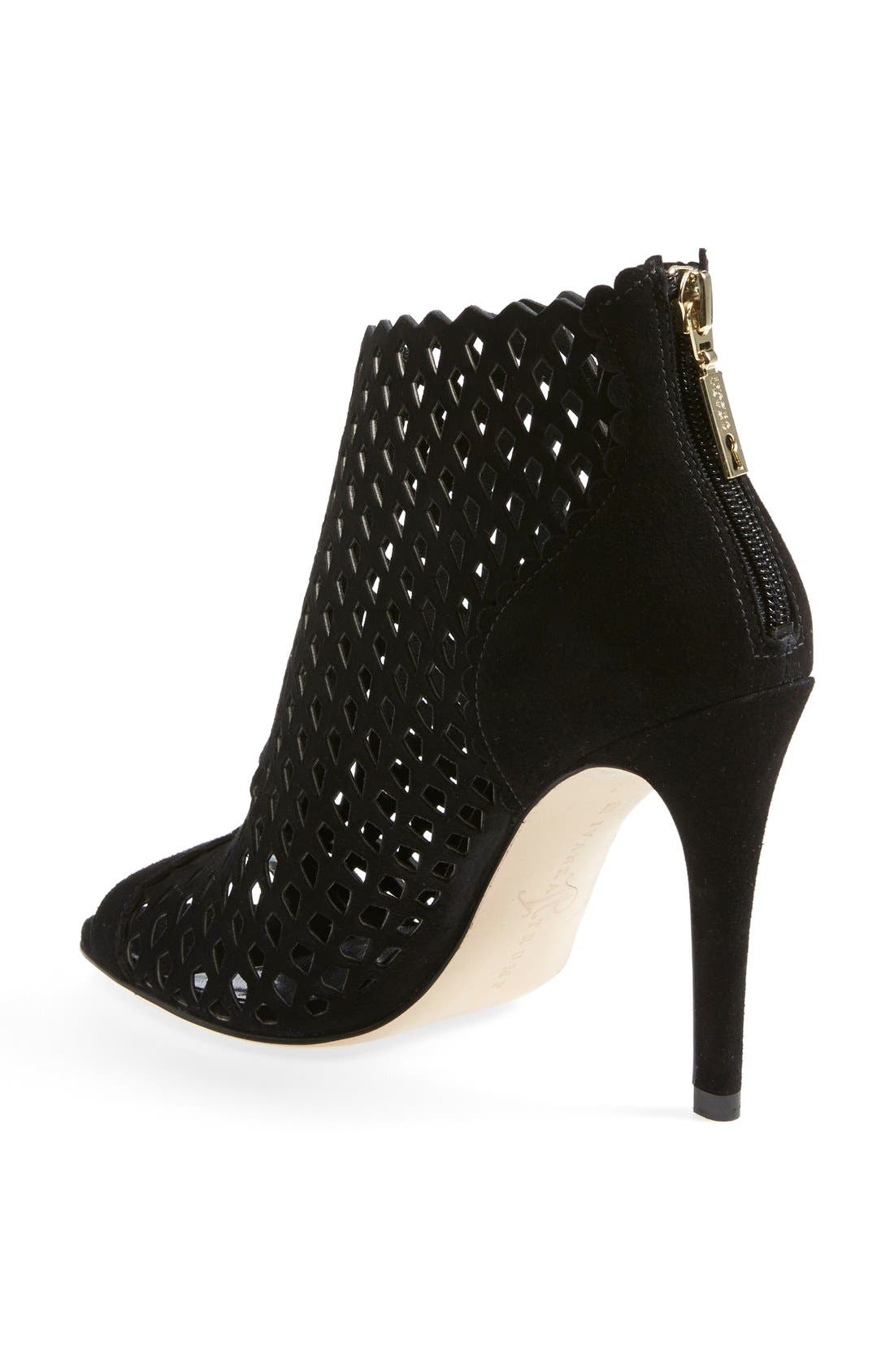 Ivanka Trump 'Didia' Cutout Cage Open Toe Suede Bootie, Alternate, color, 