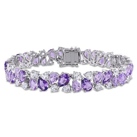 Amethyst & Lab-Created White Sapphire Bracelet