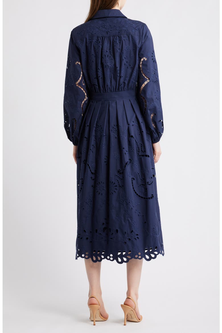 Zoya Long Sleeve Cotton Blend Shirtdress, Alternate, color, NAVY