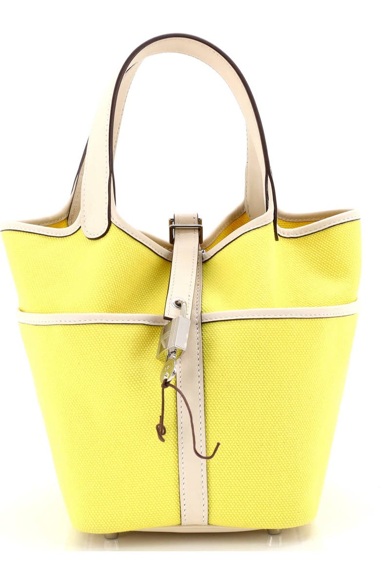 Pre-Owned Hermes Cargo Picotin Lock Bag Canvas and Swift PM, Main, color, Lime/Nata