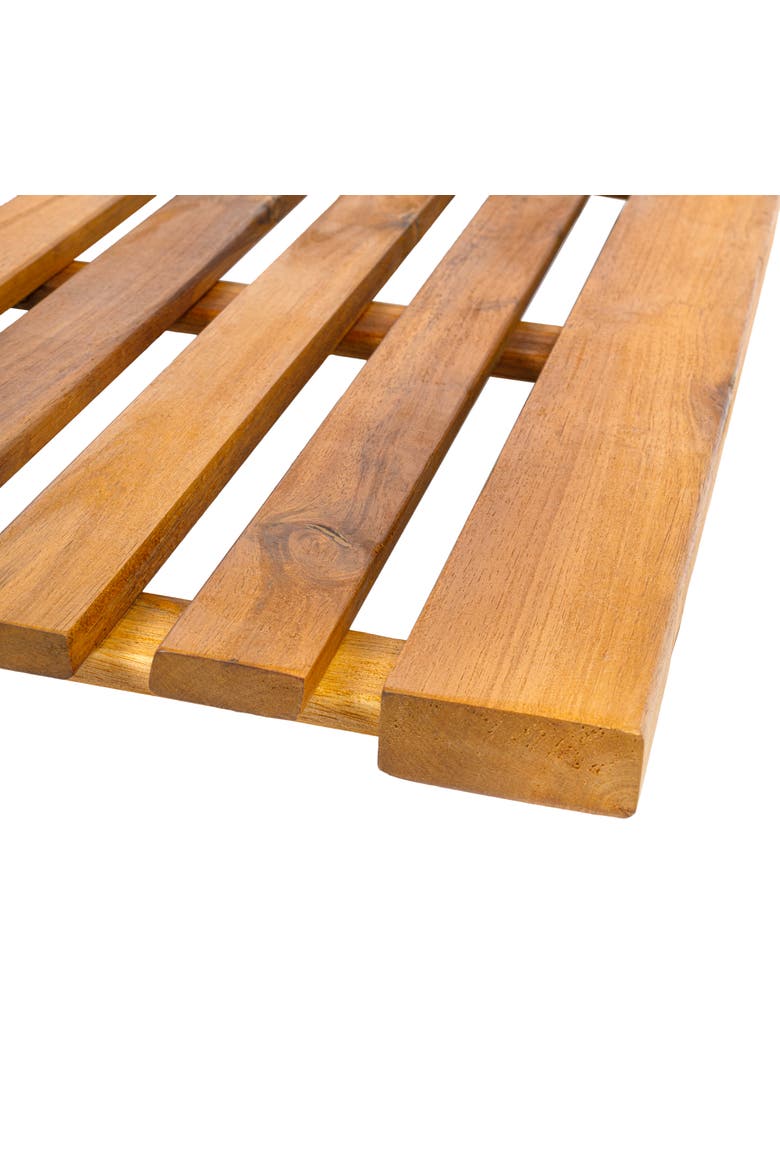 Paige Modern Classic Acacia Wood Slat Indoor/Outdoor Shower Mat, Alternate, color, Natural (2' Square)