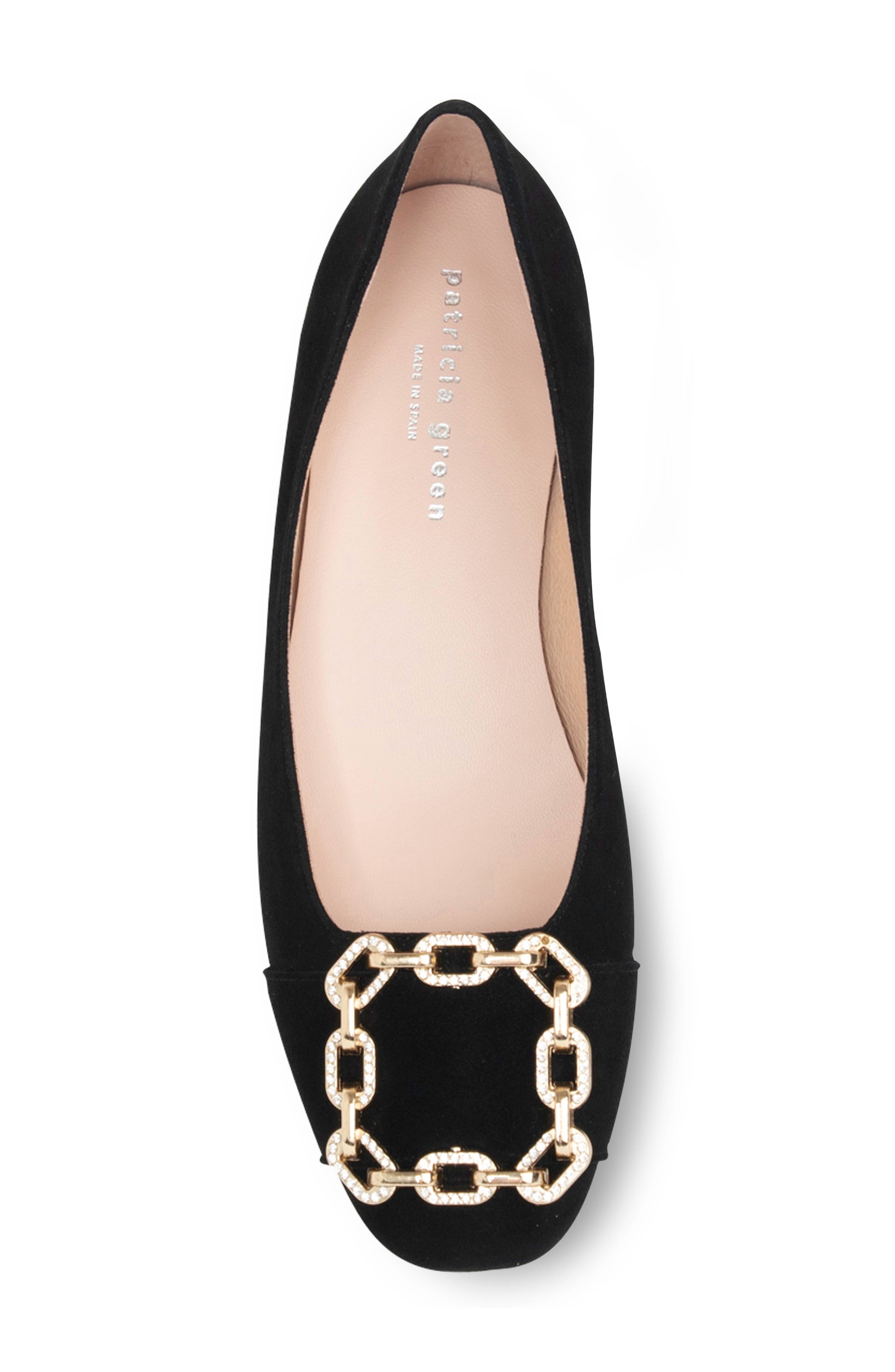 patricia green Celine Chain Link Flat, Alternate, color, Black Suede