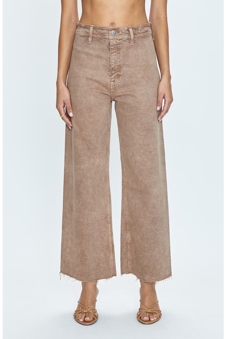 Penny High Waist Raw Hem Wide Leg Jeans, Main, color, CASHEW