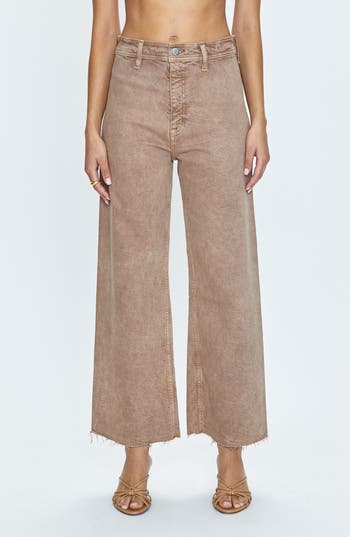 Pistola Penny High Rise Wide Leg Crop Jeans In Cashew In Cashew