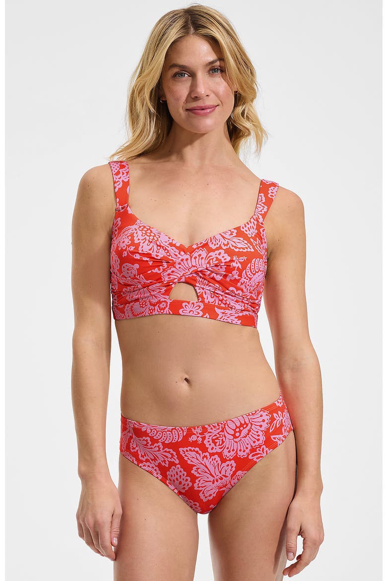 Twist Front Bikini Top, Main, color, Radiant Orange Floral Medley