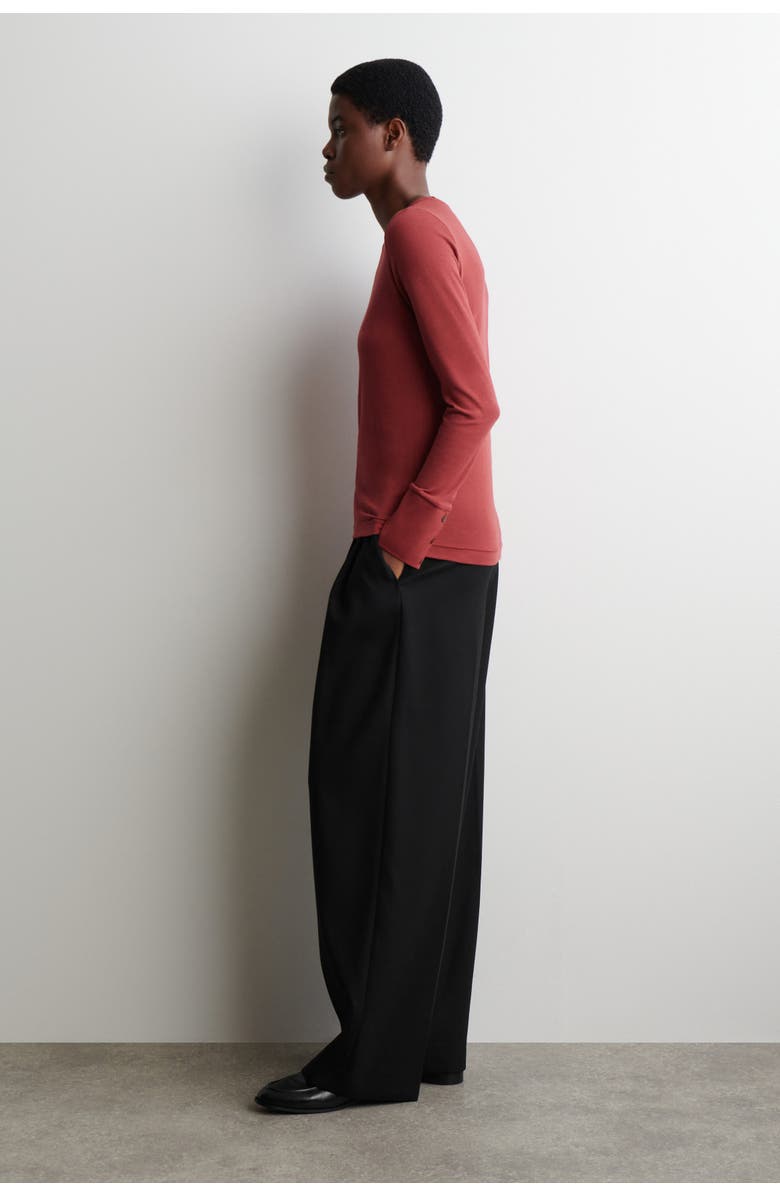 COS Cotton Jersey Long-Sleveled Top, Alternate, color, Red