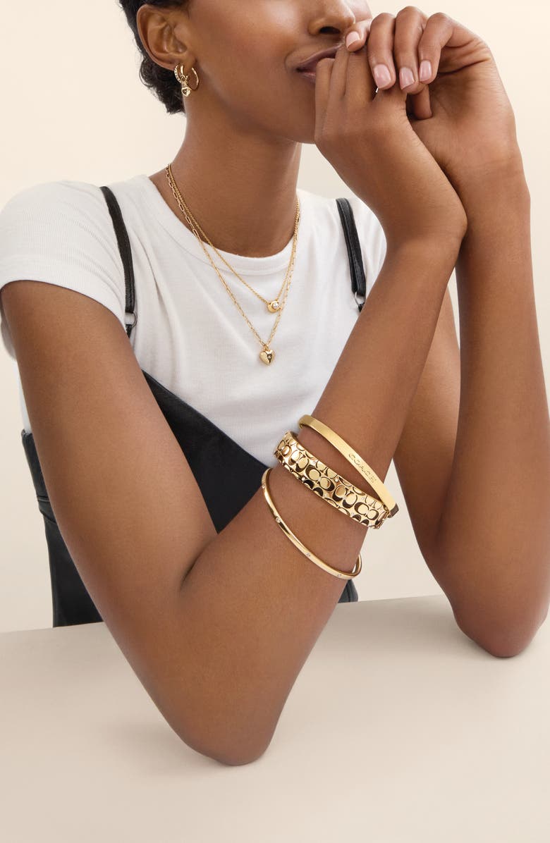 COACH Heart Pendant Necklace, Alternate, color, Shiny Gold