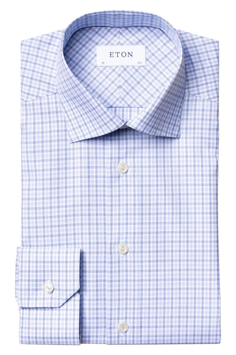 Slim Fit Plaid Dress Shirt, Main, color, BLUE