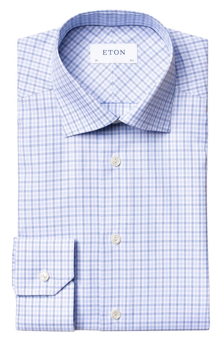 Eton Slim Fit Plaid Dress Shirt, Main, color, 