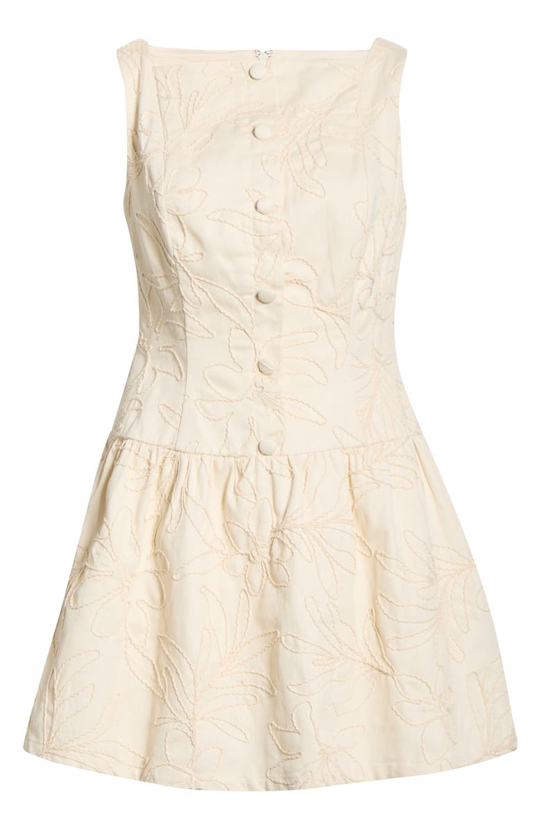 MOON RIVER Floral Embroidery Cotton Dress, Alternate, color, Ivory