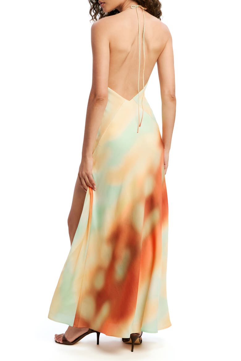Lizbeth Abstract Sunrise Print Satin Maxi Dress, Alternate, color, SUNRISE ABSTRACT