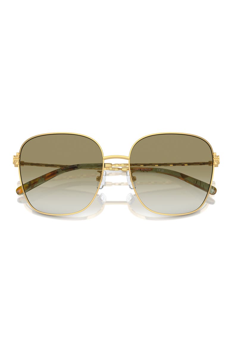 57mm Gradient Square Sunglasses, Alternate, color, DARK GREEN
