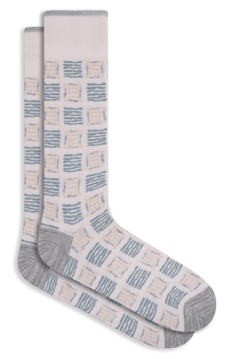 Check Cotton Blend Dress Socks