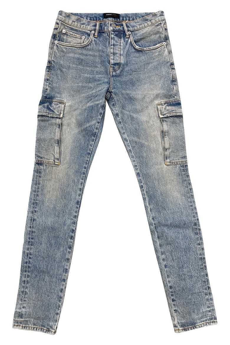 Pumice Washed Skinny Cargo Jeans, Alternate, color, LIGHT INDIGO