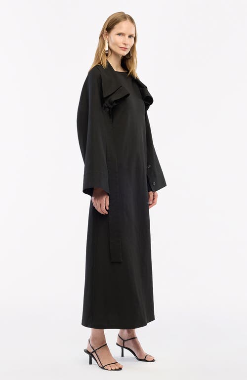 Another Tomorrow Button-sleeve Tie Bolero Jacket In Black