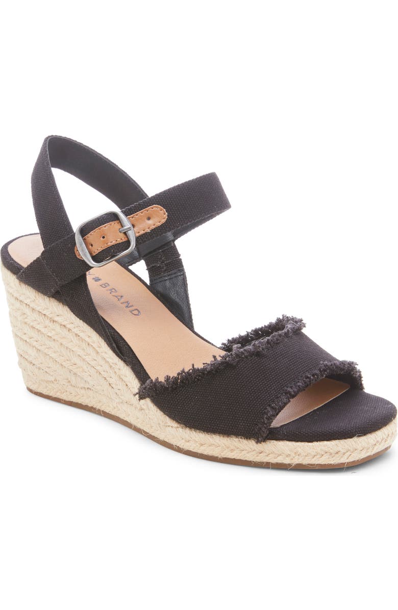 Lucky Brand Mindra Espadrille Wedge Sandal, Main, color, Black Fabric