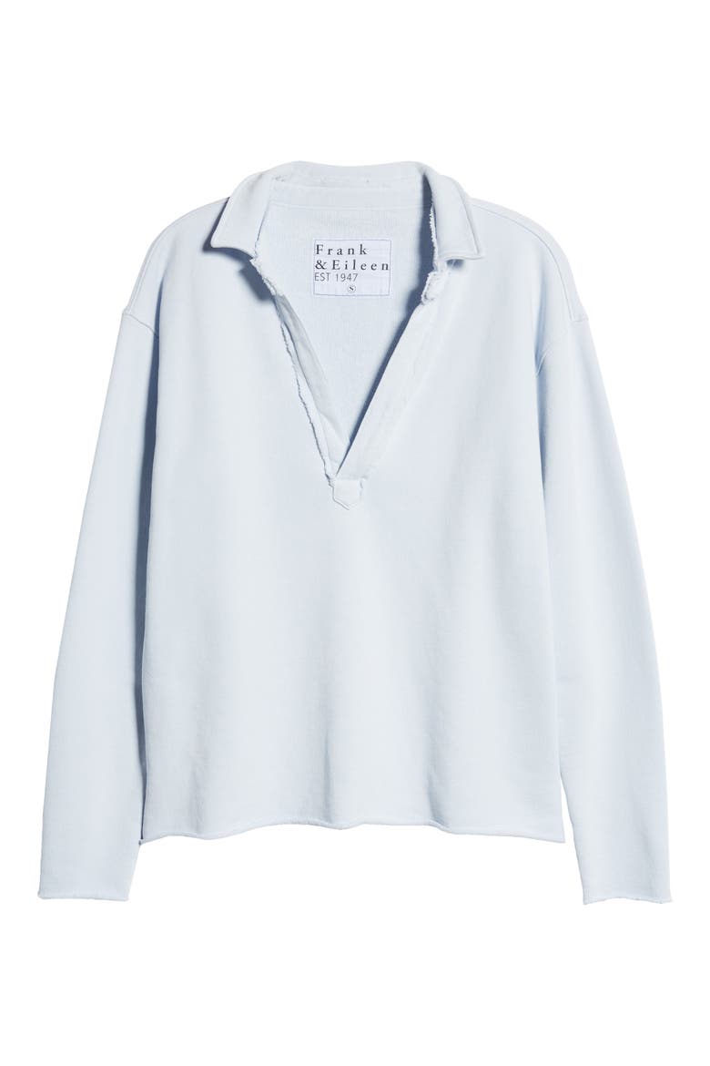 Cotton French Terry Popover Henley Top, Alternate, color, SHIRTING BLUE