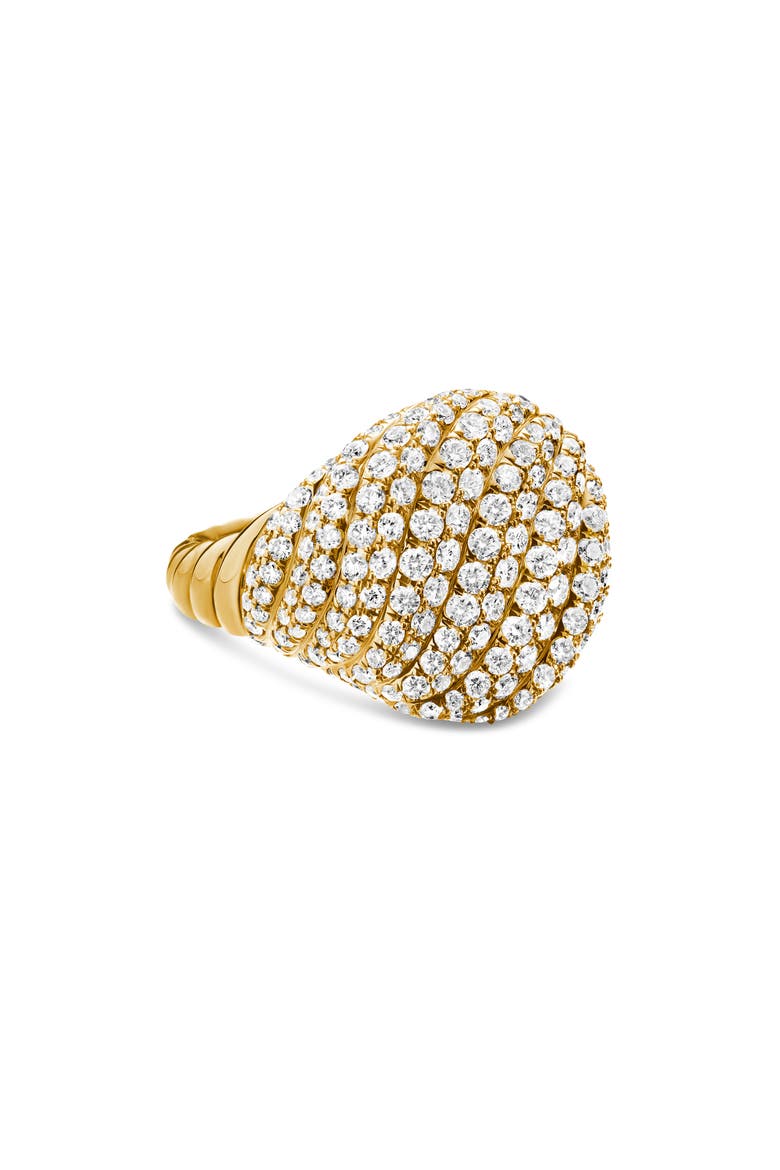 Sculpted Cable Pinky Ring in 18K Yellow Gold with Pavé Diamonds, Main, color, 18K YELLOW GOLD