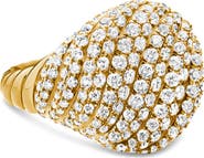 David Yurman Sculpted Cable Pinky Ring in 18K Yellow Gold with Pavé Diamonds
