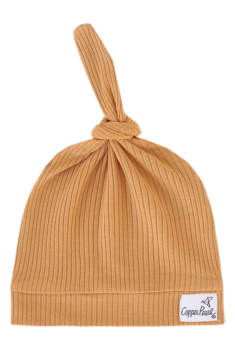 Copper Pearl Dolce Solid Top Knot Rib Hat, Main, color, Orange