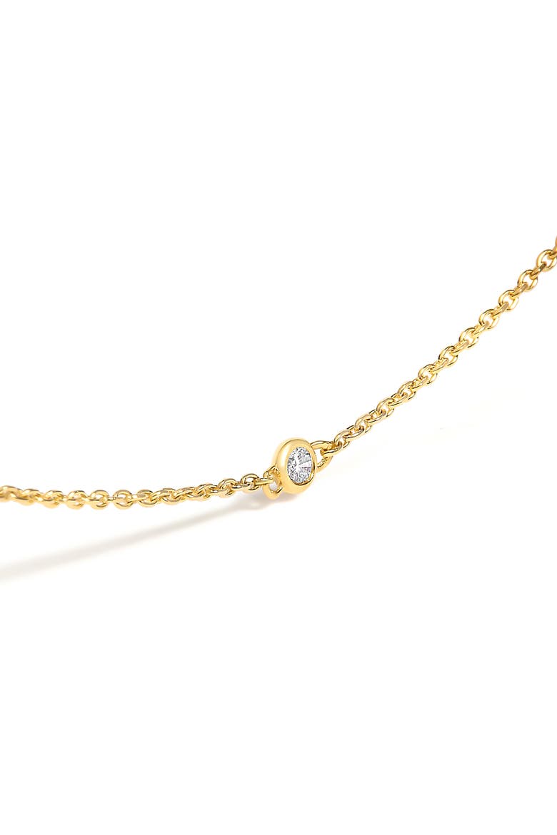 14K Yellow Gold Bezel Set Alternating Green Emerald and Diamond Station Necklace, Alternate, color, Yellow