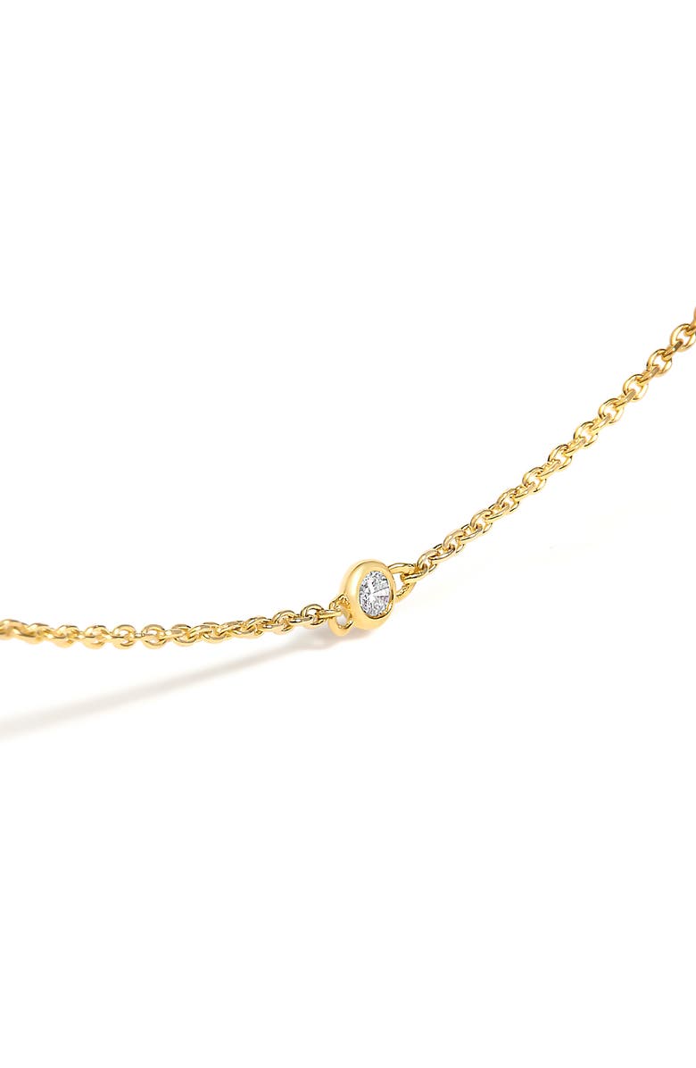 Haus of Brilliance 14K Yellow Gold Bezel Set Alternating Green Emerald and Diamond Station Necklace, Alternate, color, Yellow