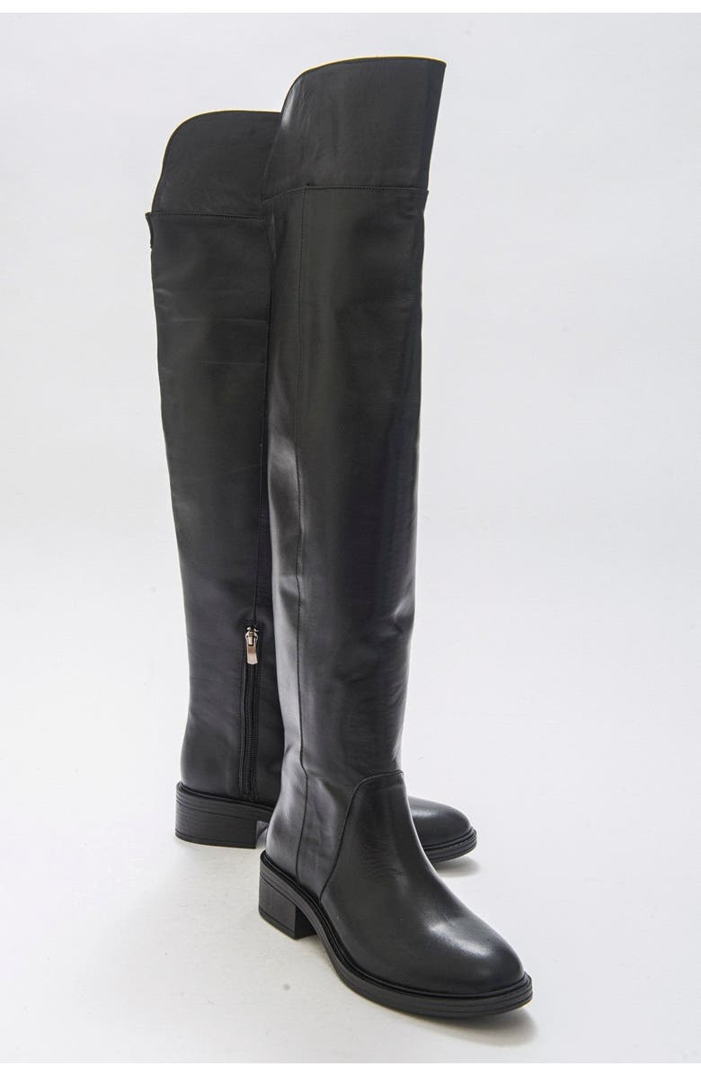 Forever & Always Shoes Petya Leather Over the Knee Boot, Main, color, Black Leather