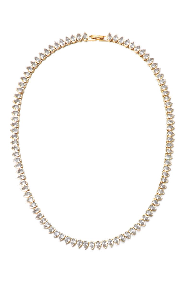 Pear Crystal Collar Necklace, Main, color, GOLD