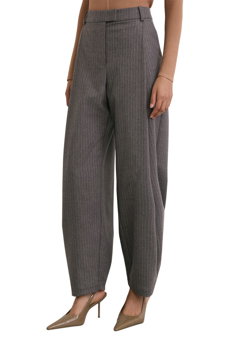 Phae Pinstripe Pleated Barrel Leg Trousers, Alternate, color, TAUPE NEUTRAL