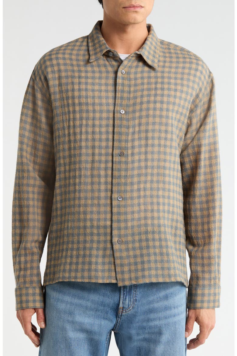 Plaid Wool Button-Up Shirt, Alternate, color, BLUE/ BEIGE PLAID