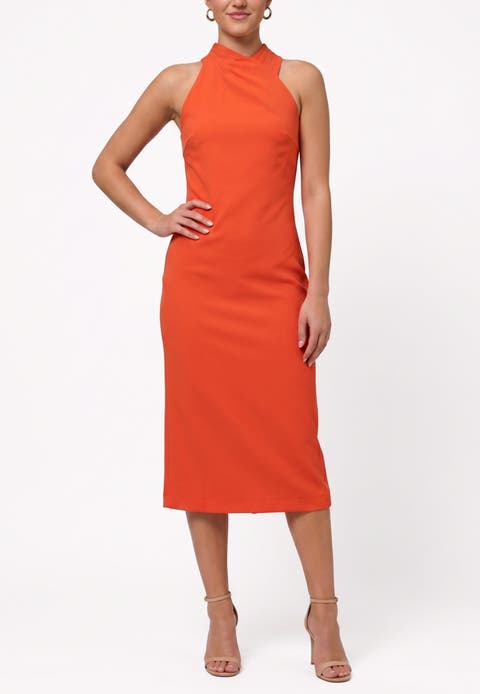 Harland Crossover Halter Midi Dress