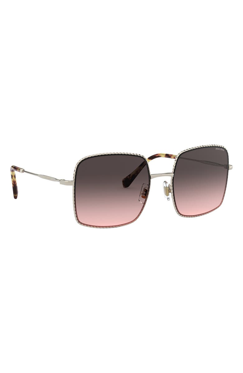 Miu Miu 56mm Gradient Rectangular Sunglasses, Alternate, color, Pale Gold