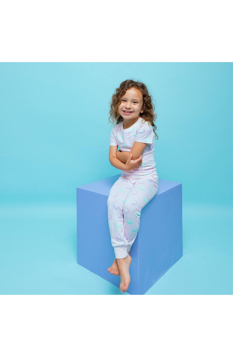 Norani Kids Organic Two-Piece Short Sleeve Pajama Set in Macarons, Alternate, color, Macarons