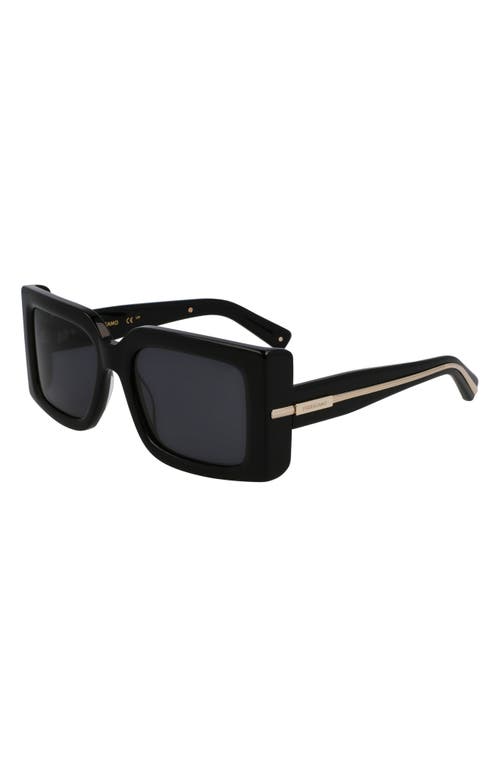 Ferragamo Prisma Modified Acetate Rectangle Sunglasses In Black
