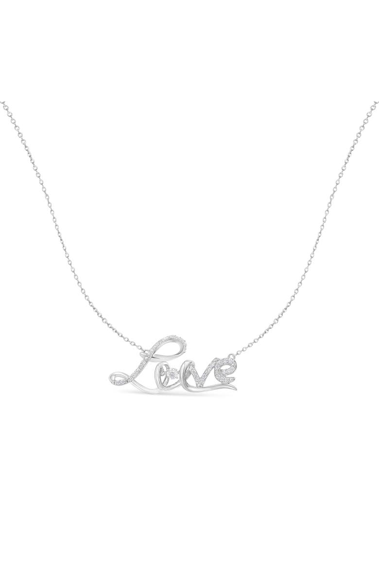 Haus of Brilliance .925 Sterling Silver 1/4 Cttw Diamond Cursive "Love" Pendant Necklace, Alternate, color, White