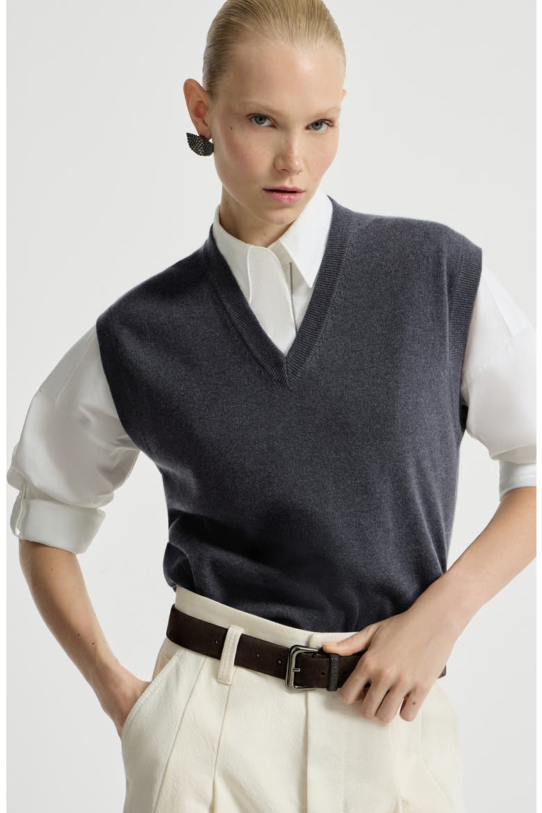 Cashmere knit vest, Alternate, color, Blue