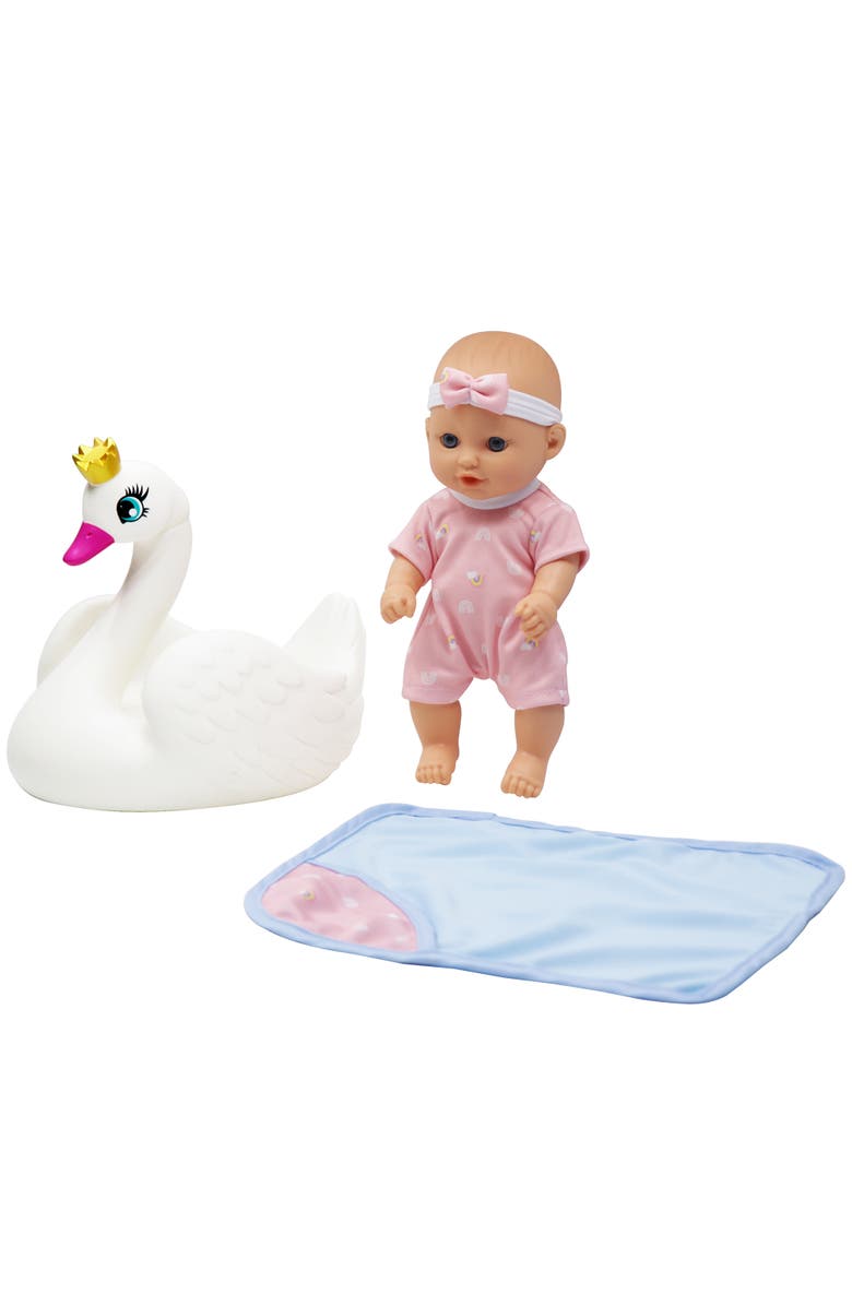 Dream Collection 10 Inch Bath Time Baby Doll with Swan, Alternate, color, Multicolored