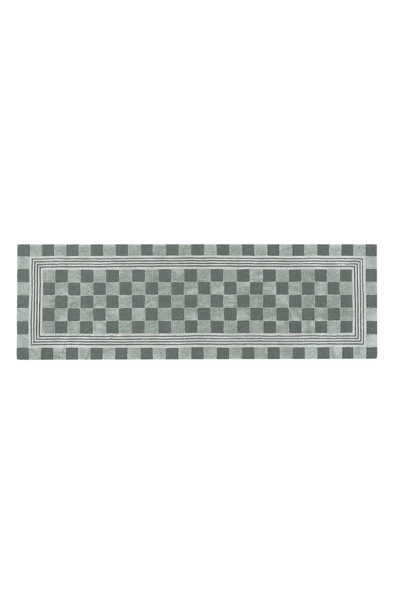 MACKENZIE CHILDS Sage Green Tonal Check Runner, Main, color, Sage