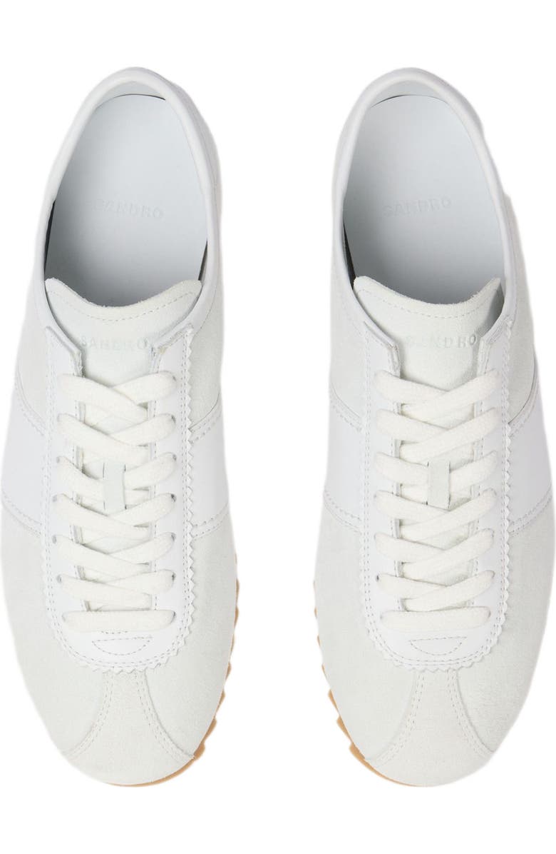 SANDRO Leather and suede low-top trainers, Alternate, color, White