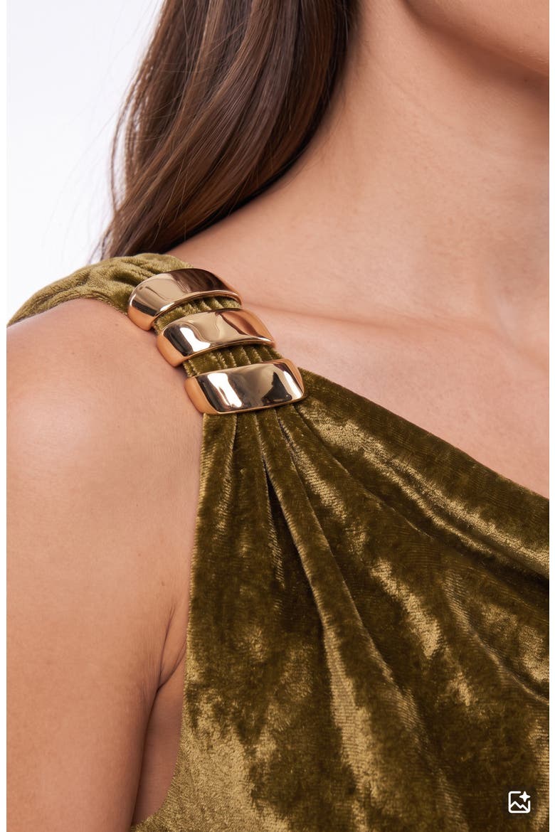 Ruched Velvet Cowl Neck Dress, Main, color, GOLDEN OLIVE