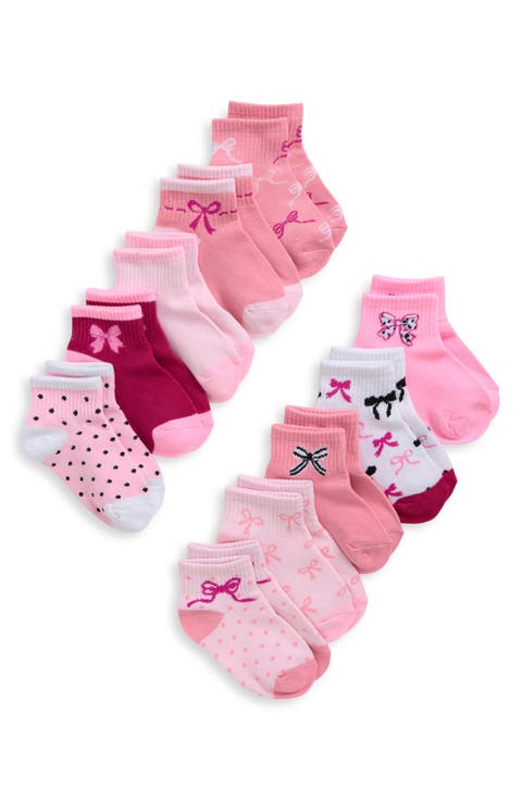 Kids' Bow Print 10-Pack Quarter Socks