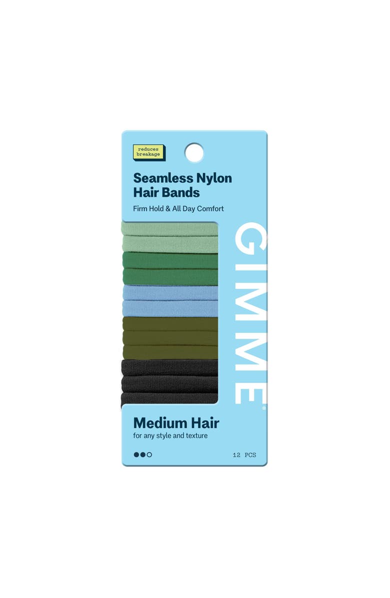 Gimme Beauty Any Fit Hair Bands, Damage Free Hair Ties Made with Seamless Microfiber Elastics, Main, color, Green
